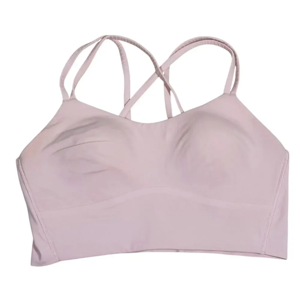 Lululemon Like a Cloud Longline Bra Size 6 Light Pink Yoga Pilates Gym Studio